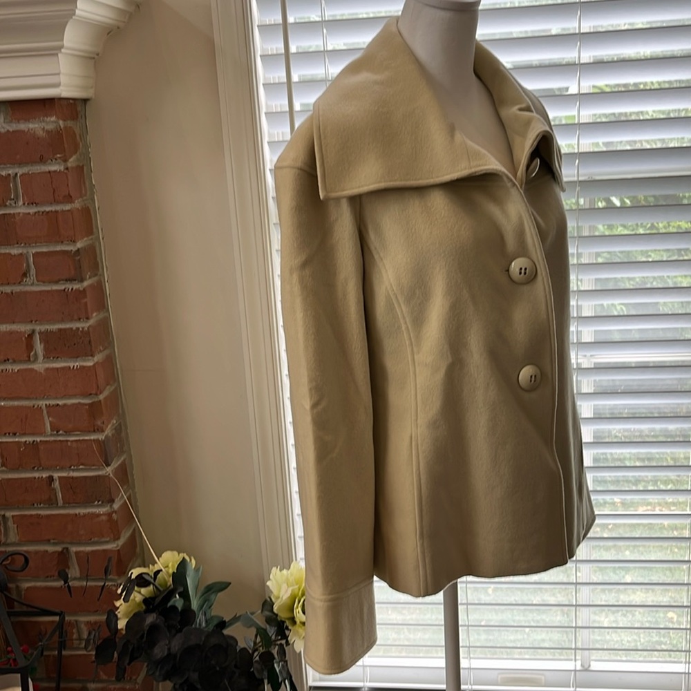 Louben wool & cashmere jacket cream beige with buttons & pockets size 8